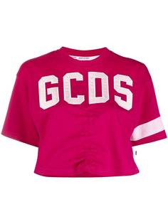 Gcds футболка с вышитым логотипом и сборками