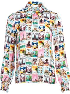 Alice+Olivia Willa smocked cuff shirt