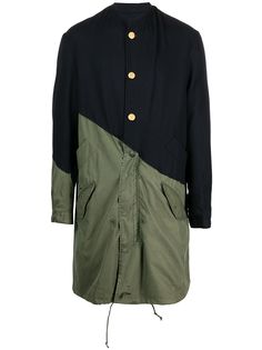 Greg Lauren two-tone single-breasted coat