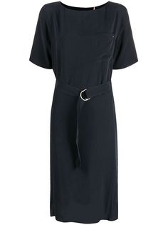 Tommy Hilfiger платье миди с короткими рукавами и поясом