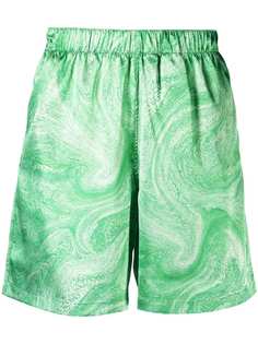 Opening Ceremony ALLOVER MARBLE LOUNGE SHORTS GREEN PAPYR