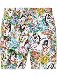 Mc2 Saint Barth mix-print drawstring-waist swim shorts