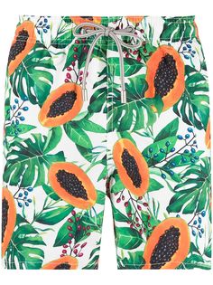 Mc2 Saint Barth papaya-print elasticated-waist swim shorts