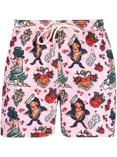 Mc2 Saint Barth Syrene-Hearts swim shorts