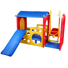 Игровой центр Haenim Toy с домом, горкой и качелями,