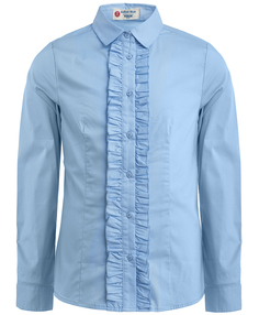 Голубая блузка со сменным бантиком Button Blue