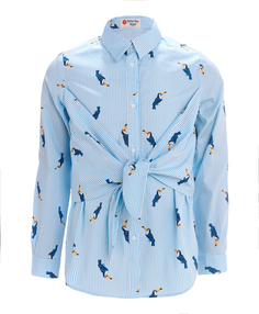 Голубая блузка в полоску Button Blue