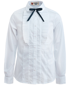 Белая блузка со сменным бантиком Button Blue