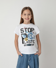 Футболка Stop Plastic для девочки Gulliver