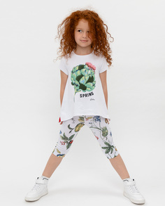 Белые легинсы с принтом Gulliver