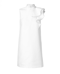 Белое платье с ассиметричным воланом Gulliver