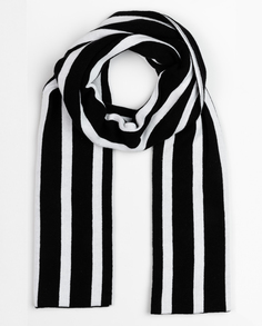 Черно-белый вязаный шарф в полоску Gulliver