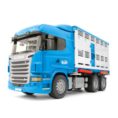 Фургон Bruder Scania для перевозки животных с коровой (подходит модуль со звуком и светом &quot;H&quot;)