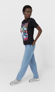 Stradivarius Футболка С Принтом «Алиса В Стране Чудес» Женская Коллекция Черный Xl