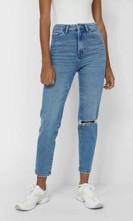 Stradivarius Джинсы Mom Fit Облегающего Кроя Женская Коллекция Светлый Деним 38