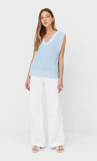 Stradivarius Трикотажный Топ Женская Коллекция Небесно-Голубой Xl