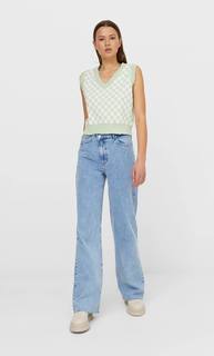 Stradivarius Жилет В Клетку Женская Коллекция Зеленый L