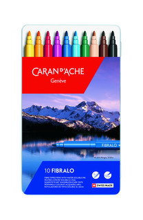 Набор фломастеров цветных Carandache Fibralo 10 цветов металлический футляр