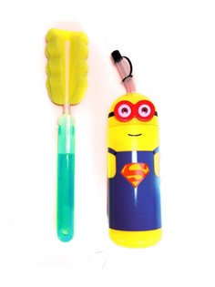 Детская бутылочка для воды с ершиком Миньон Fashion Plastic Family Микс No Brand