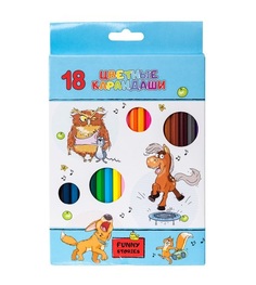 Карандаши цветные Hatber VK Забавные истории 18 цветов С заточкой картон коробк европодвес