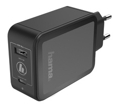 Сетевое зарядное устройство Hama PD/QC 3A+3A Black (00183321)