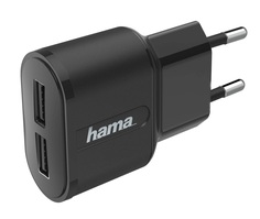 Сетевое зарядное устройство Hama 2.4A+2.4A Black (00183227)