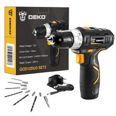 Аккумуляторная дрель-шуруповерт DEKO GCD12DU3 SET2 FU-Li-Ion+оснастка, 12В, 15Ач 063-4146