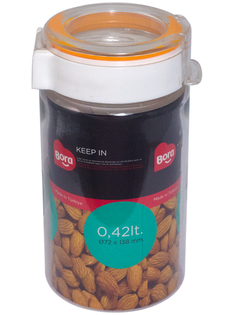 Контейнер BORA круглый с крышкой оранжевая полоса 0.42 л. 1 шт. ПЛ-BO2212о