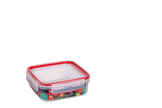 Контейнер квадратный BORA 0,7л крышка на защелках полоса Красная ПЛ-BO867k