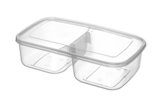 Контейнер прямоугольный BORA 2,4л 2 секционный крышка Прозрачная ПЛ-BO808p