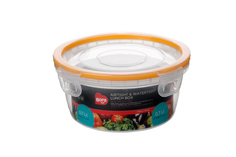 Контейнер круглый BORA 0,5л крышка на защелках полоса Красная ПЛ-BO823k