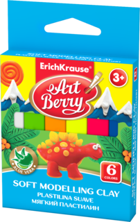 Мягкий пластилин ErichKrause ArtBerry с Алоэ Вера , 6 цветов 90 грамм