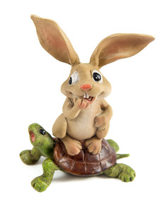 Фигурка декоративная "Заяц и черепаха", 7x5x9 см
