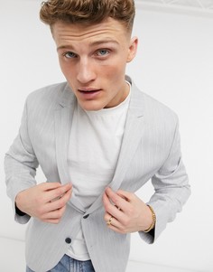 Зауженный пиджак цвета серый лед в тонкую полоску ASOS DESIGN