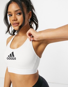 Белый спортивный бюстгальтер со спинкой-борцовкой adidas Training