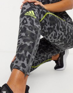 Серые леггинсы с принтом окраски гепарда adidas Running-Серый