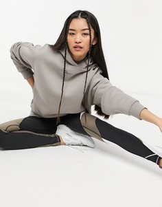 Oversized-худи серо-бежевого цвета Reebok Training-Серый