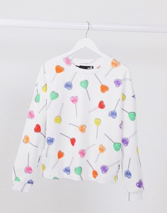 Белый свитшот с принтом в виде леденцов Love Moschino