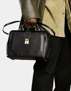 Черная сумка из искусственной кожи с золотистой окантовкой ASOS DESIGN-Черный цвет