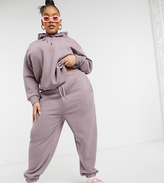 Окрашенные фиолетовые меланжевые джоггеры в стиле oversized от комплекта COLLUSION Plus-Сиреневый