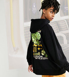 Черный худи в стиле oversized с принтом от комплекта COLLUSION Unisex-Черный цвет
