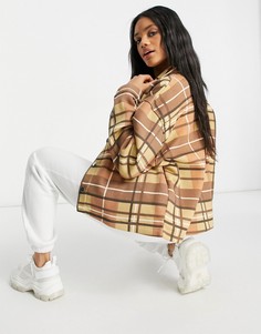Коричневая oversize-футболка в клетку Lasula Plus-Коричневый цвет