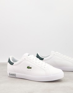Белые кроссовки с отделкой зеленого цвета Lacoste Power Court-Белый