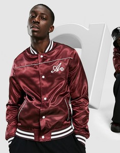 Бордовая университетская куртка с логотипом ASOS DESIGN-Красный