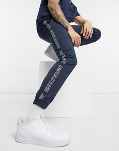Темно-синие брюки с манжетами и полосой с логотипом по бокам Jack & Jones Intelligence-Темно-синий