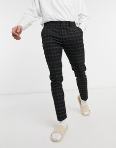 Черные супероблегающие строгие брюки в клетку ASOS DESIGN-Черный цвет