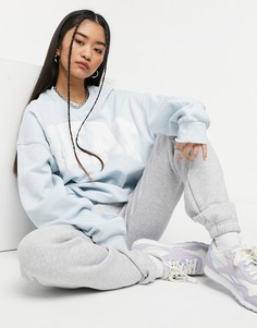 Голубой oversized-свитшот из органического хлопка с вышитым слоганом Weekday Pam-Многоцветный