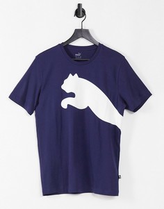 Темно-синяя oversized-футболка с логотипом PUMA-Темно-синий