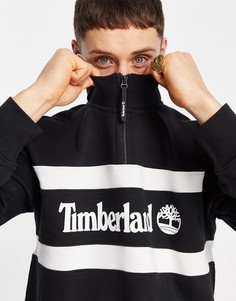 Черный свитшот на короткой молнии с логотипом Timberland-Черный цвет