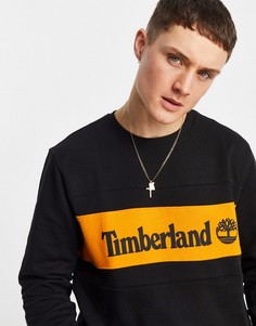 Черный свитшот с логотипом на груди со вставками Timberland-Черный цвет